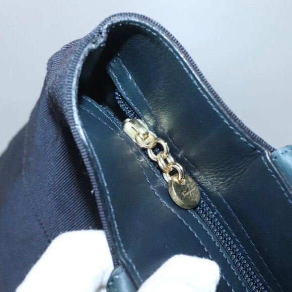 Salvatore Ferragamo Vala Tote Bag Canvas Leather Navy Gold Auth bs26595 - Picture 11 of 15